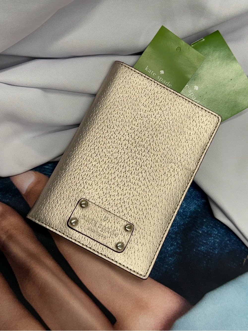 (new+tag) Kate Spade leather passport case /card slots wallet rose gold